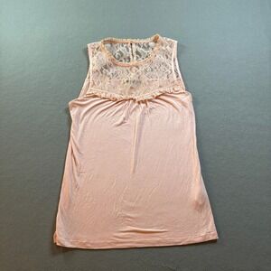 Velvet Graham & Spencer Tank Top Womens M Pink Floral Lace Yoke Sleeveless USA